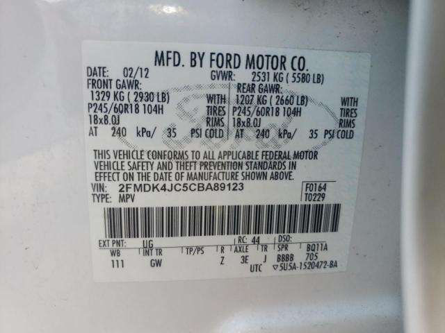 Photo 10 from auction – 2012 FORD EDGE SEL with VIN 2FMDK4JC5CBA89123