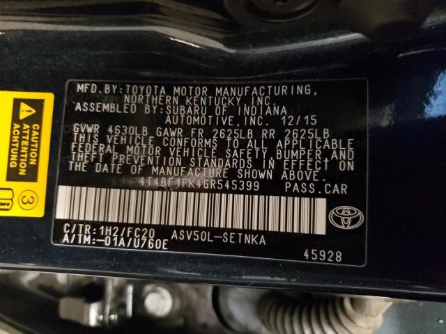Photo 10 from auction – 2016 TOYOTA CAMRY with VIN 4T4BF1FK4GR545399