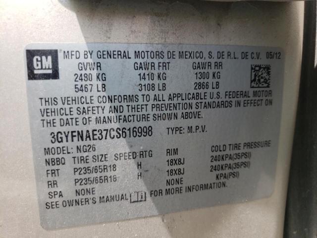 Photo 10 from auction – 2012 CADILLAC SRX LUXURY with VIN 3GYFNAE37CS616998