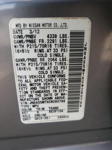 Photo 10 from auction – 2012 NISSAN ROGUE S with VIN JN8AS5MTXCW290799
