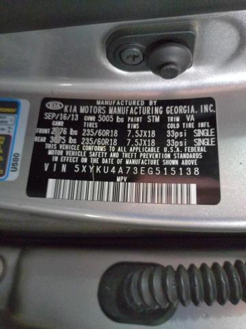 Photo 10 from auction – 2014 KIA SORENTO EX with VIN 5XYKU4A73EG515138