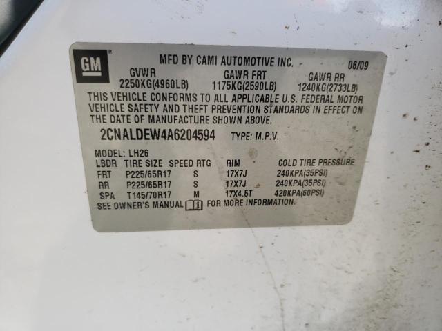 Photo 10 from auction – 2010 CHEVROLET EQUINOX LT with VIN 2CNALDEW4A6204594