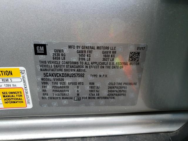 Photo 10 from auction – 2017 BUICK ENCLAVE with VIN 5GAKVCKD3HJ257592