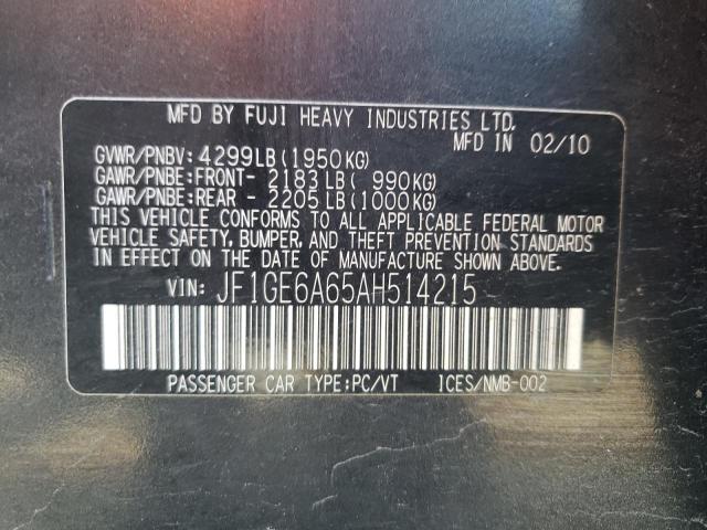 Photo 10 from auction – 2010 SUBARU IMPREZA 2. with VIN JF1GE6A65AH514215