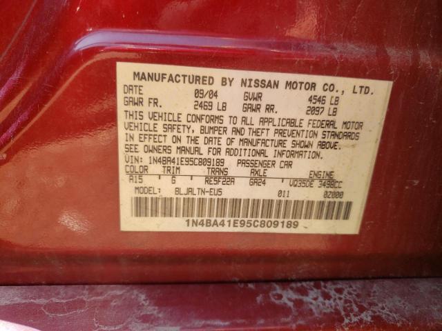 Photo 10 from auction – 2005 NISSAN MAXIMA SE with VIN 1N4BA41E95C809189
