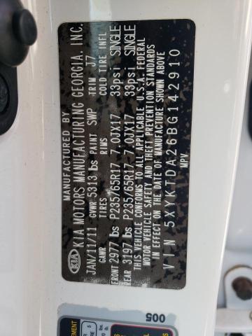 Photo 10 from auction – 2011 KIA SORENTO BA with VIN 5XYKTDA26BG142910