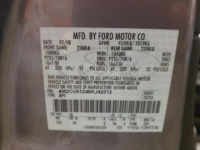Photo 10 from auction – 2008 MERCURY MARINER with VIN 4M2CU91Z48KJ42512
