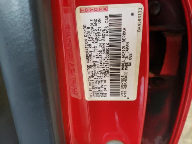 Photo 10 from auction – 2000 TOYOTA ECHO with VIN JTDBT1234Y0099012