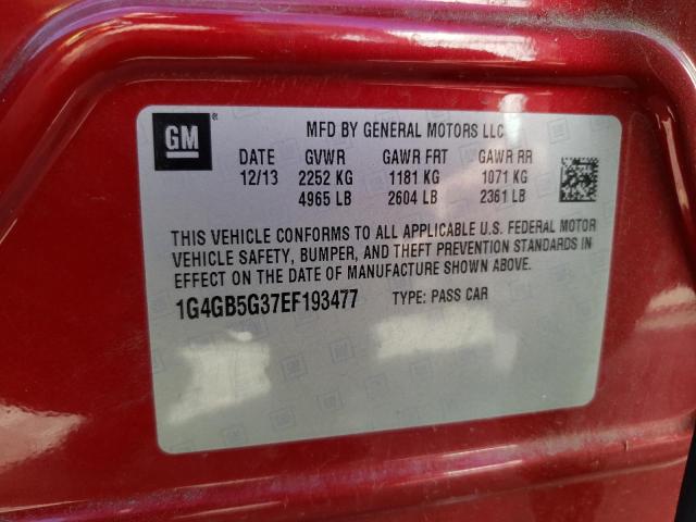 Photo 10 from auction – 2014 BUICK LACROSSE with VIN 1G4GB5G37EF193477