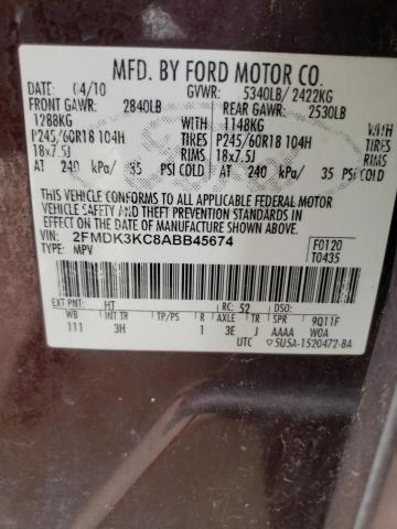 Photo 10 from auction – 2010 FORD EDGE LIMIT with VIN 2FMDK3KC8ABB45674