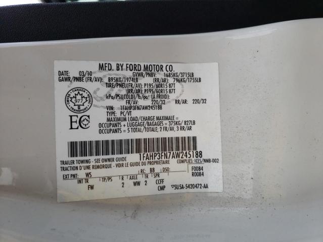 Photo 10 from auction – 2010 FORD FOCUS SE with VIN 1FAHP3FN7AW245188