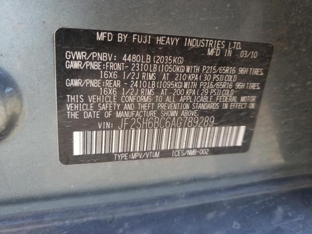 Photo 10 from auction – 2010 SUBARU FORESTER X with VIN JF2SH6BC6AG789289