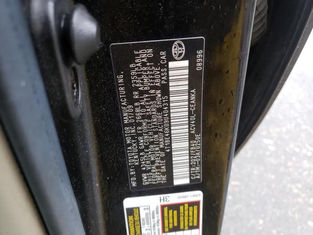 Photo 10 from auction – 2009 TOYOTA CAMRY BASE with VIN 4T1BE46K09U404315
