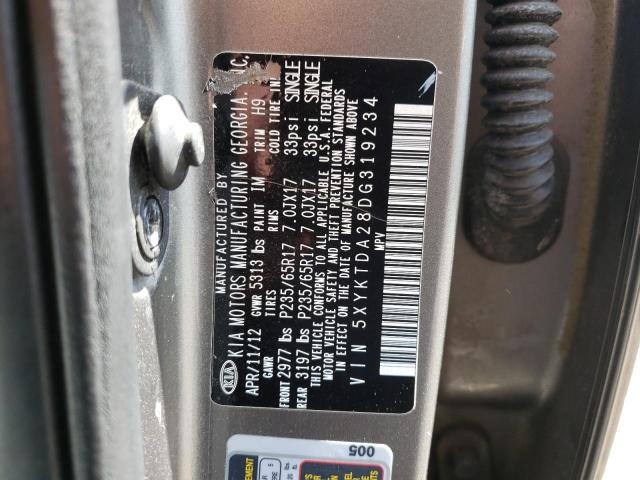 Photo 10 from auction – 2013 KIA SORENTO LX with VIN 5XYKTDA28DG319234