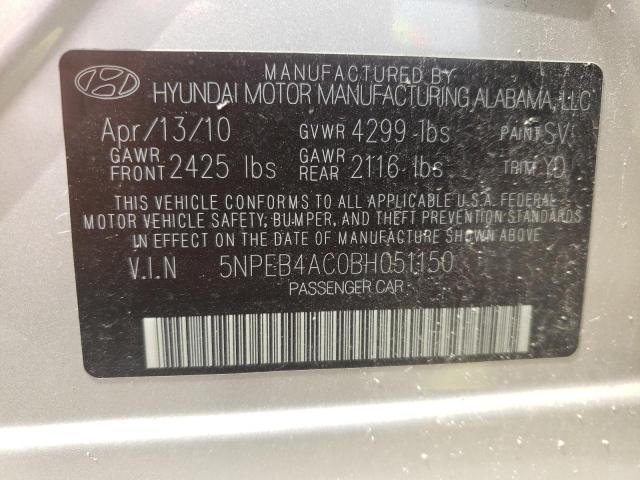 Photo 10 from auction – 2011 HYUNDAI SONATA GLS with VIN 5NPEB4AC0BH051150