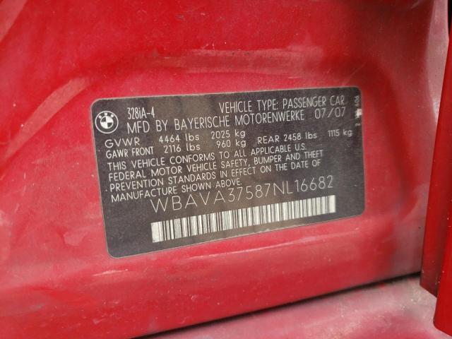 Photo 10 from auction – 2007 BMW 328 I with VIN WBAVA37587NL16682