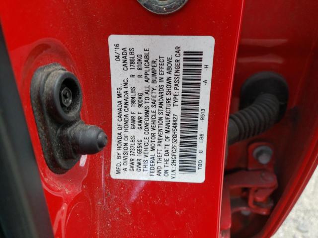 Photo 10 from auction – 2016 HONDA CIVIC LX with VIN 2HGFC2F52GH548427