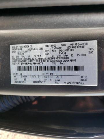 Photo 10 from auction – 2020 FORD F150 SUPER with VIN 1FTEW1EP6LFB46873