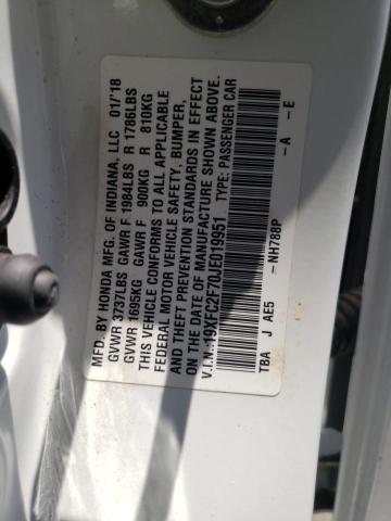 Photo 10 from auction – 2018 HONDA CIVIC EX with VIN 19XFC2F70JE019951