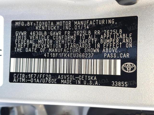 Photo 10 from auction – 2014 TOYOTA CAMRY L with VIN 4T1BF1FK4EU366237