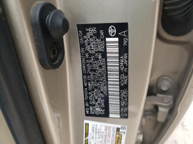 Photo 10 from auction – 2004 TOYOTA CAMRY LE with VIN JTDBE32K840288334