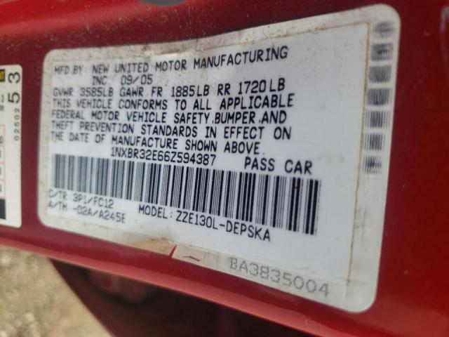 Photo 10 from auction – 2006 TOYOTA COROLLA CE with VIN 1NXBR32E66Z594387