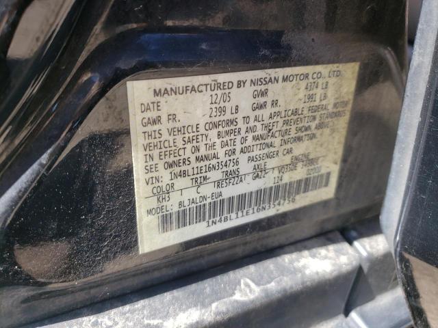 Photo 10 from auction – 2006 NISSAN ALTIMA SE with VIN 1N4BL11E16N354756