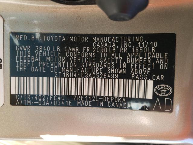 Photo 10 from auction – 2010 TOYOTA COROLLA BA with VIN 2T1BU4EE3AC528499