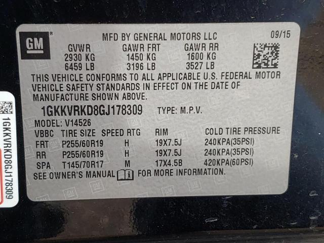 Photo 10 from auction – 2016 GMC ACADIA SLT with VIN 1GKKVRKD8GJ178309