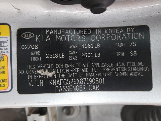 Photo 10 from auction – 2008 KIA RONDO LX with VIN KNAFG526X87190801