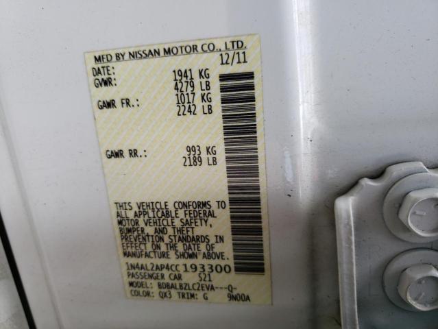 Photo 10 from auction – 2012 NISSAN ALTIMA BAS with VIN 1N4AL2AP4CC193300