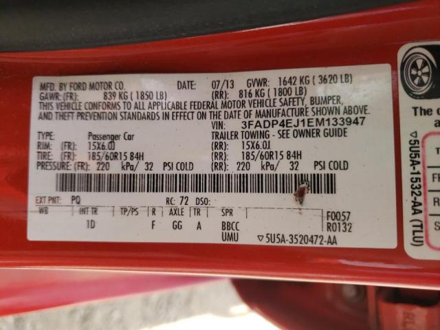 Photo 10 from auction – 2014 FORD FIESTA SE with VIN 3FADP4EJ1EM133947