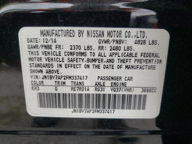 Photo 10 from auction – 2015 INFINITI Q50 BASE with VIN JN1BV7AP2FM337417