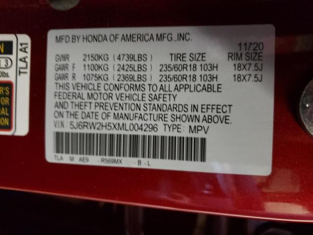 Photo 10 from auction – 2021 HONDA CR-V EX with VIN 5J6RW2H5XML004296