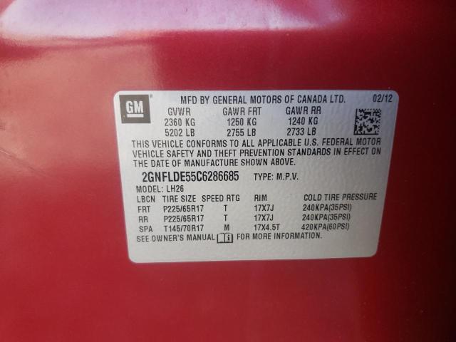 Photo 10 from auction – 2012 CHEVROLET EQUINOX with VIN 2GNFLDE55C6286685