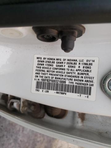 Photo 10 from auction – 2014 HONDA CIVIC EXL with VIN 19XFB2F93EE215599