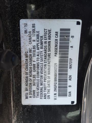 Photo 10 from auction – 2011 HONDA CIVIC EXL with VIN 2HGFG1B90BH503129