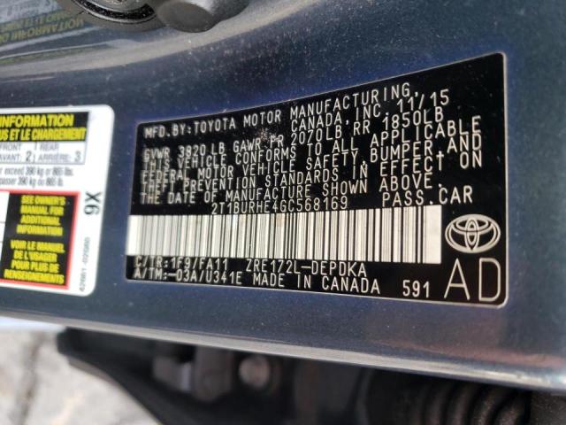 Photo 10 from auction – 2016 TOYOTA COROLLA L with VIN 2T1BURHE4GC568169