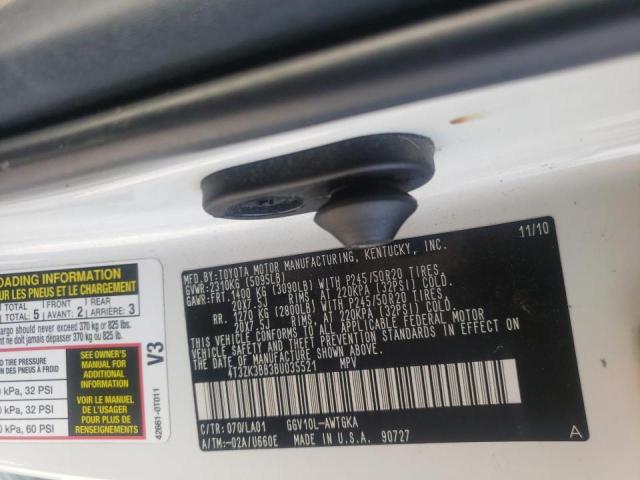 Photo 10 from auction – 2011 TOYOTA VENZA with VIN 4T3ZK3BB3BU035521