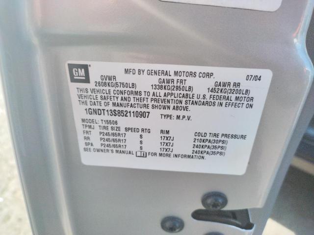 Photo 10 from auction – 2005 CHEVROLET TRAILBLAZE with VIN 1GNDT13S852110907