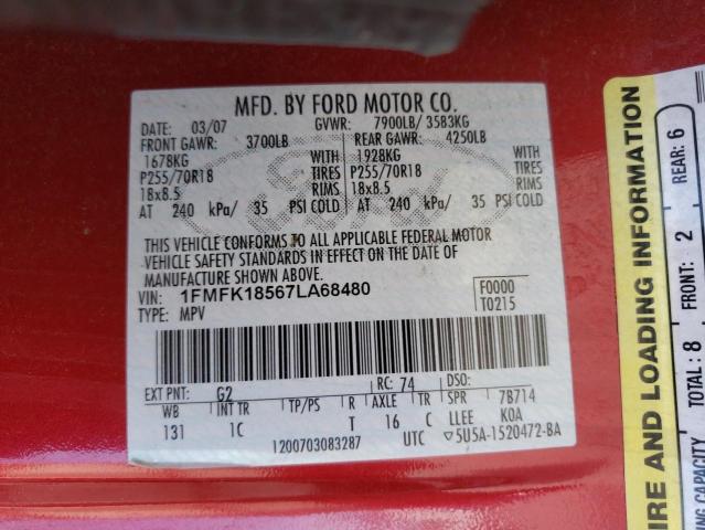 Photo 10 from auction – 2007 FORD EXPEDITION with VIN 1FMFK18567LA68480
