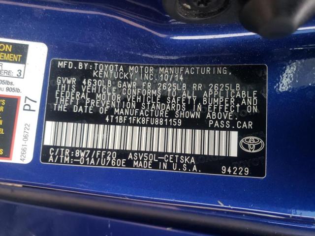 Photo 10 from auction – 2015 TOYOTA CAMRY LE with VIN 4T1BF1FK8FU881159