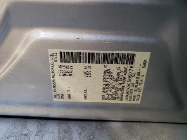 Photo 10 from auction – 2021 NISSAN MAXIMA SV with VIN 1N4AA6CV3MC509778
