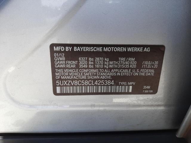 Photo 10 from auction – 2012 BMW X5 XDRIVE5 with VIN 5UXZV8C58CL425384