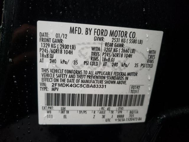 Photo 10 from auction – 2012 FORD EDGE SE with VIN 2FMDK4GC5CBA83331
