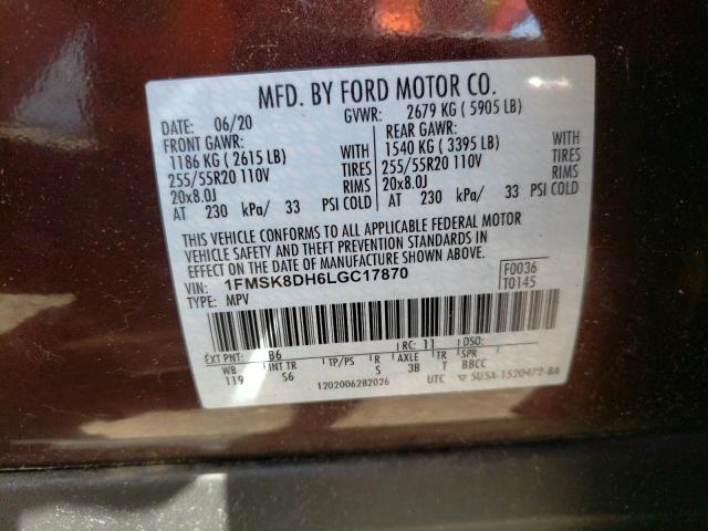 Photo 10 from auction – 2020 FORD EXPLORER X with VIN 1FMSK8DH6LGC17870