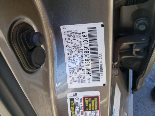 Photo 10 from auction – 2008 HONDA CIVIC HYBR with VIN JHMFA36298S010767