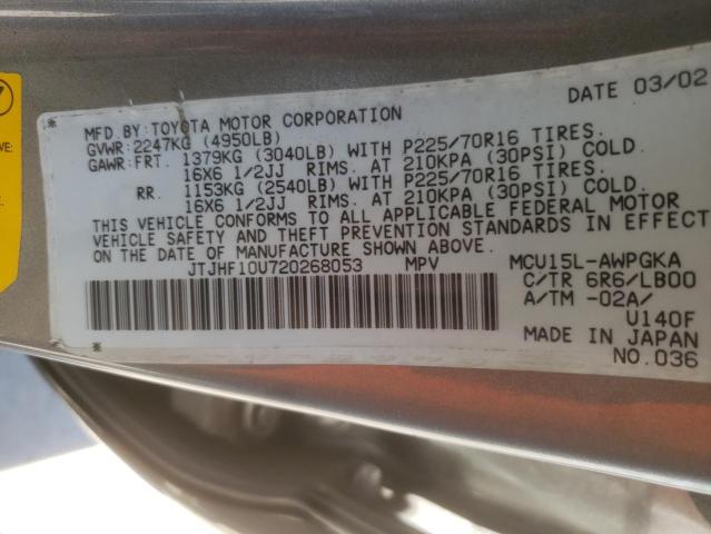 Photo 10 from auction – 2002 LEXUS RX 300 with VIN JTJHF10U720268053