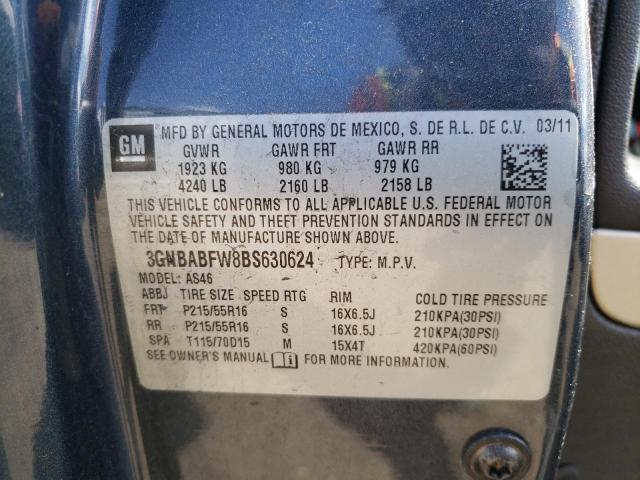 Photo 10 from auction – 2011 CHEVROLET HHR LT with VIN 3GNBABFW8BS630624