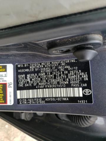 Photo 10 from auction – 2012 TOYOTA CAMRY BASE with VIN 4T4BF1FK6CR214513